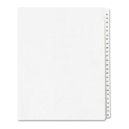 Avery Dennison Avery Side Tab Collated Legal Index Divider, 51 to 75, 8.5"x11", 25 Tabs, White/White 1703